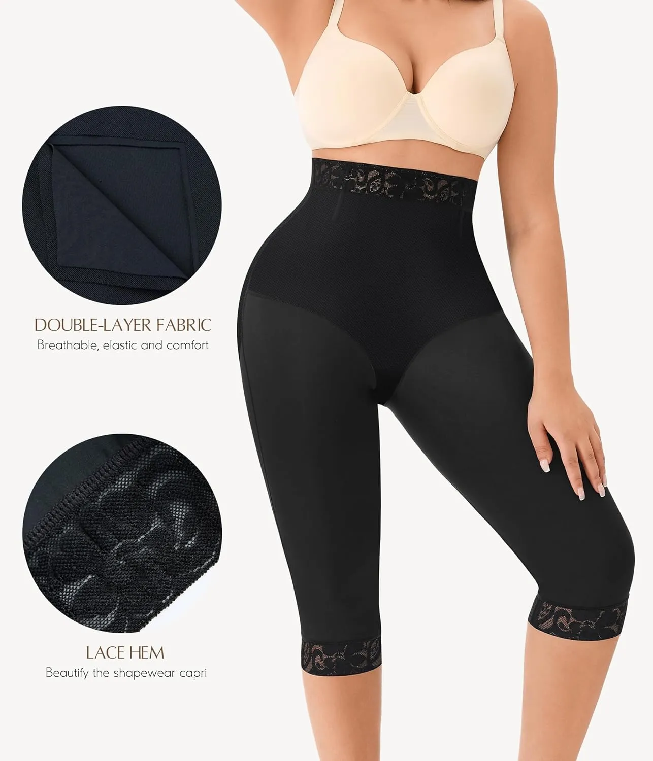 MERYOSZ Shapewear Tummy Control Shorts Body Shaper High Waisted Butt Lifting Panties Thigh Slimmer Capri Girdles