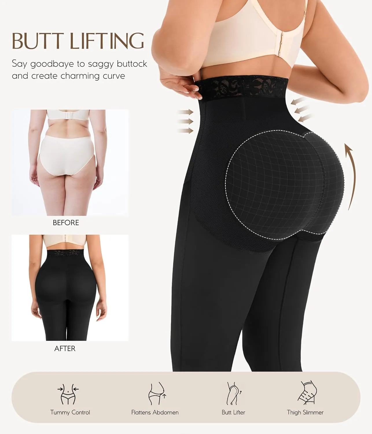 MERYOSZ Shapewear Tummy Control Shorts Body Shaper High Waisted Butt Lifting Panties Thigh Slimmer Capri Girdles