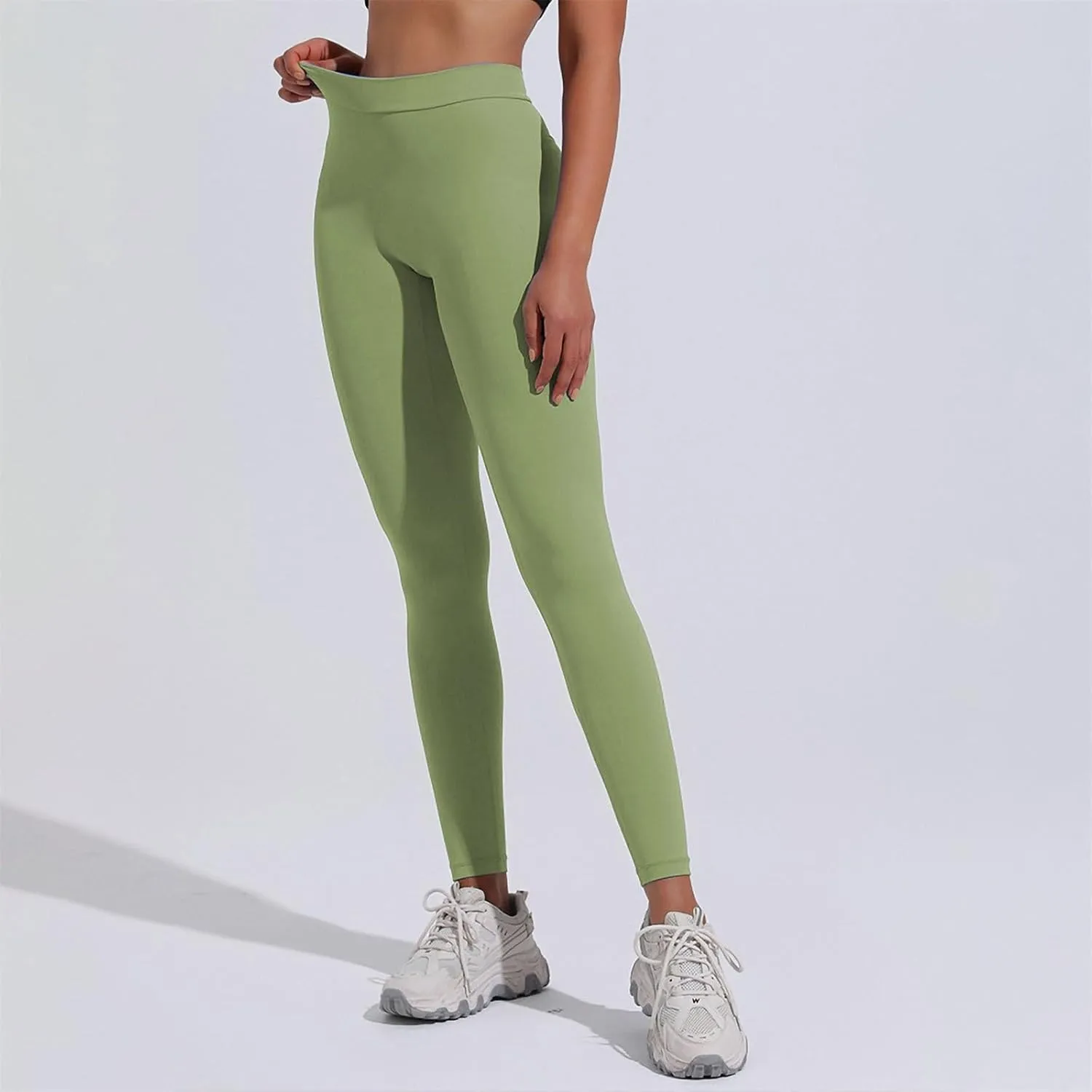 Miyaomn Women's Scrunch Ruched Butt Lifting Yoga Pants Skinny V-Back Stretchy High Waist Workout Sports Ankle Tights Leggings