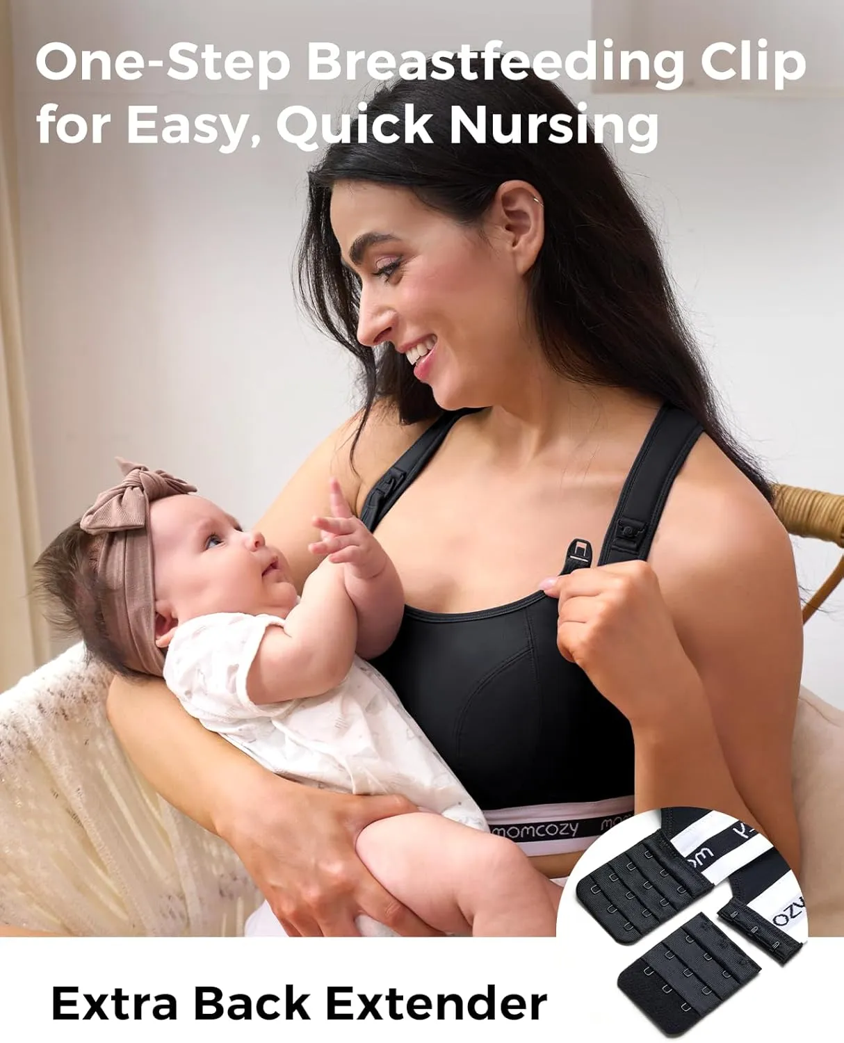 Momcozy Nursing Bras for Breastfeeding, FB011 Low-Impact Nursing Sports Bra Support Maternity Pregnancy Padded Wireless Bra