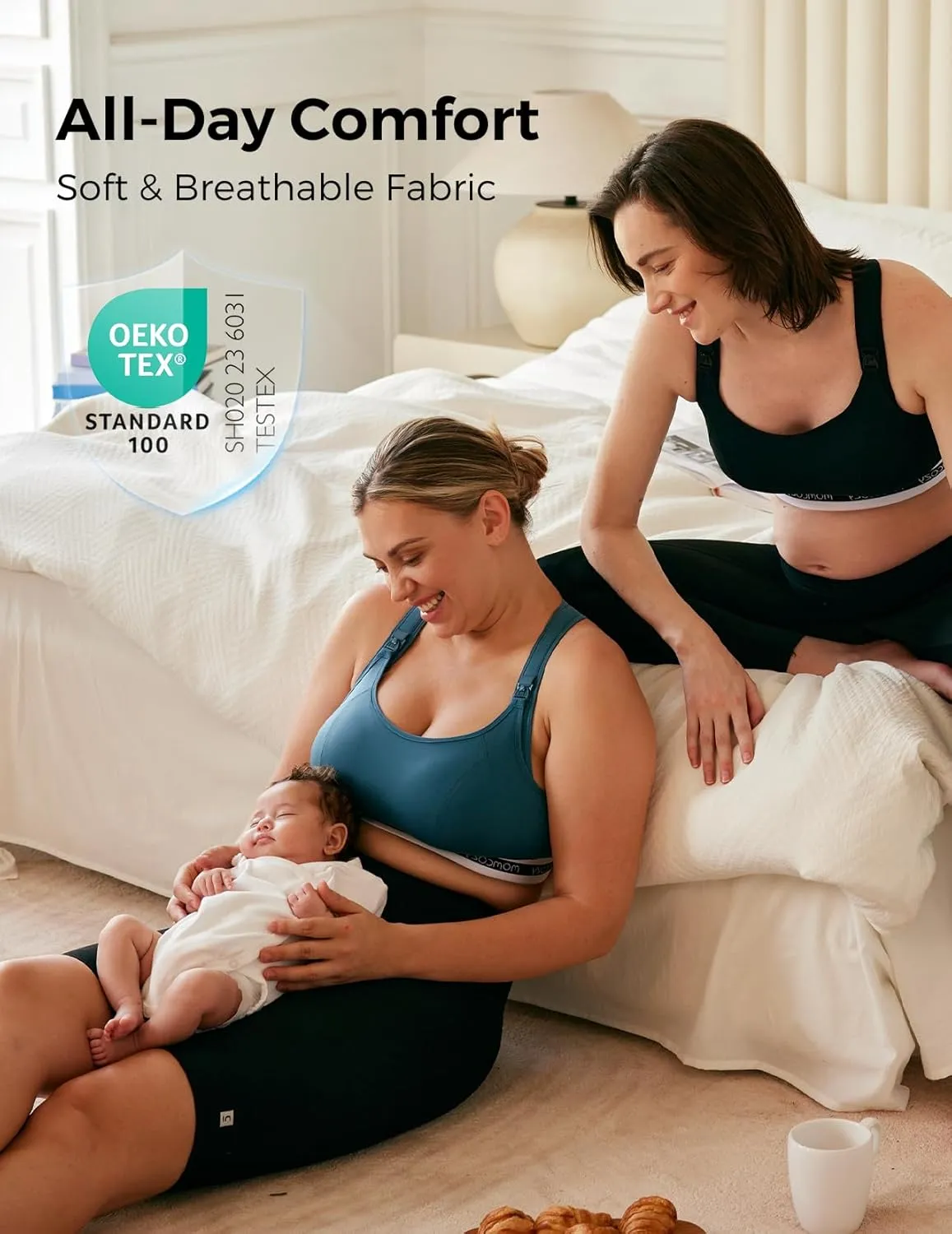 Momcozy Nursing Bras for Breastfeeding, FB011 Low-Impact Nursing Sports Bra Support Maternity Pregnancy Padded Wireless Bra