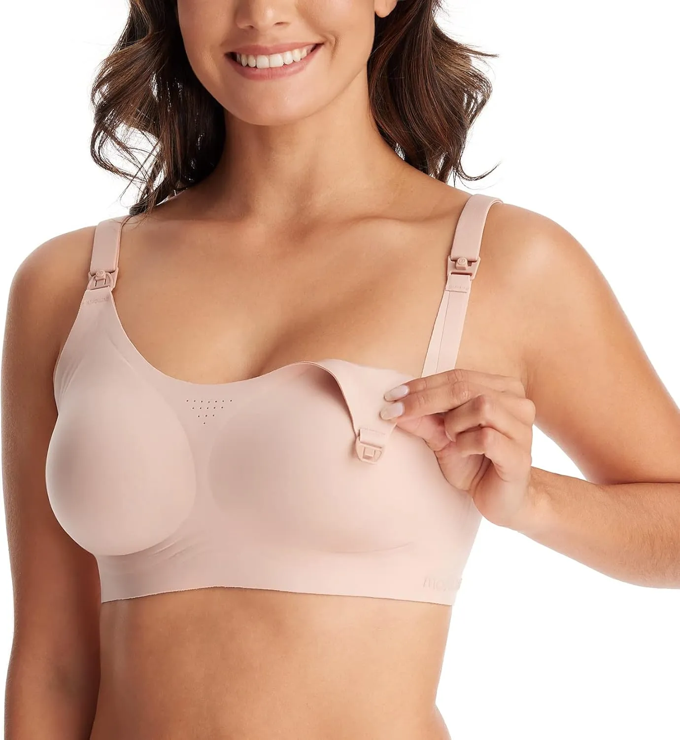 Momcozy Nursing Bras for Breastfeeding, FB016 Jelly Strip Support Comfort Maternity Bra, Full-Coverage Seamless Wireless Bra