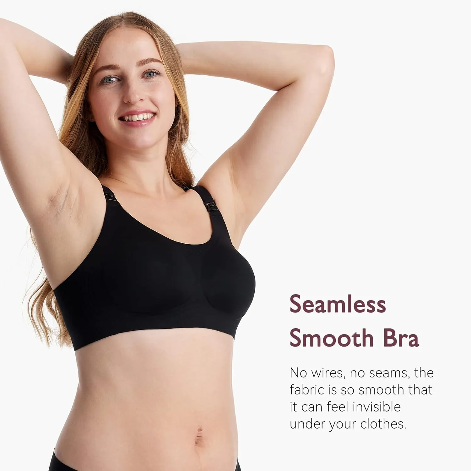 Momcozy Nursing Bras for Breastfeeding, FB016 Jelly Strip Support Comfort Maternity Bra, Full-Coverage Seamless Wireless Bra