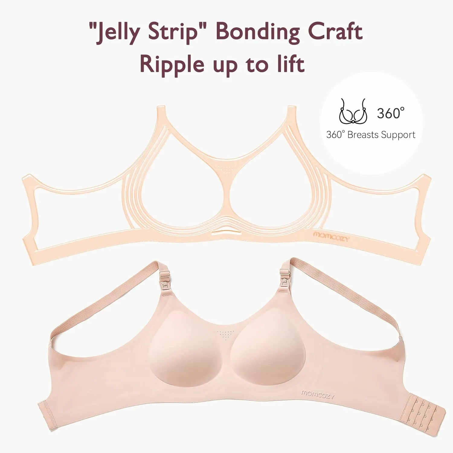 Momcozy Nursing Bras for Breastfeeding, FB016 Jelly Strip Support Comfort Maternity Bra, Full-Coverage Seamless Wireless Bra