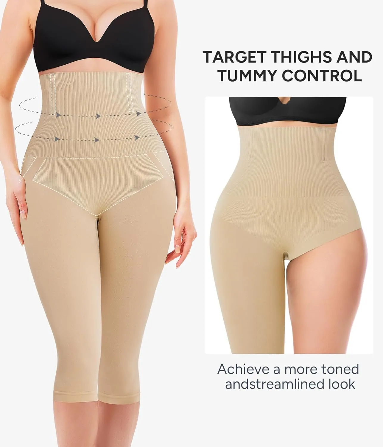 Nebility Seamless Shapewear Tummy Control High Waist Compression Leggings for Women Butt Lifting Shapewear Thigh Slimmer
