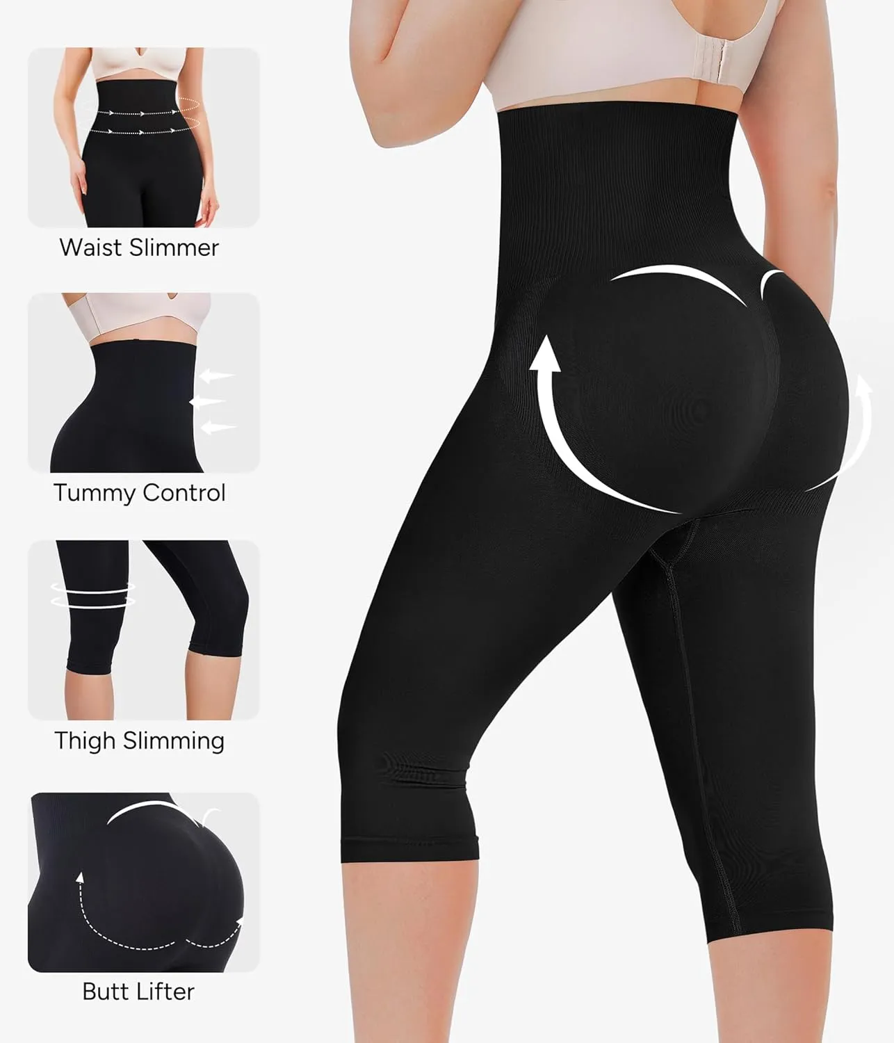 Nebility Seamless Shapewear Tummy Control High Waist Compression Leggings for Women Butt Lifting Shapewear Thigh Slimmer