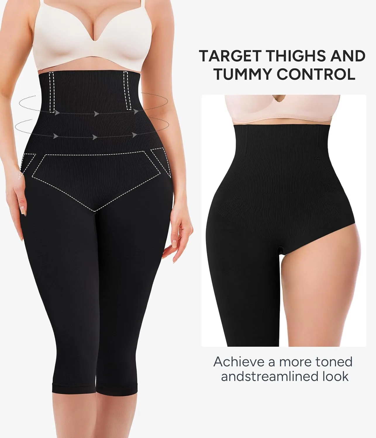 Nebility Seamless Shapewear Tummy Control High Waist Compression Leggings for Women Butt Lifting Shapewear Thigh Slimmer