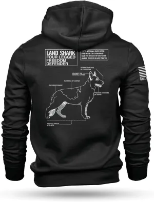 Nine Line Landshark Hoodie Black - Dropline logo and american flag on sleeve - Pill-resistant smooth finish