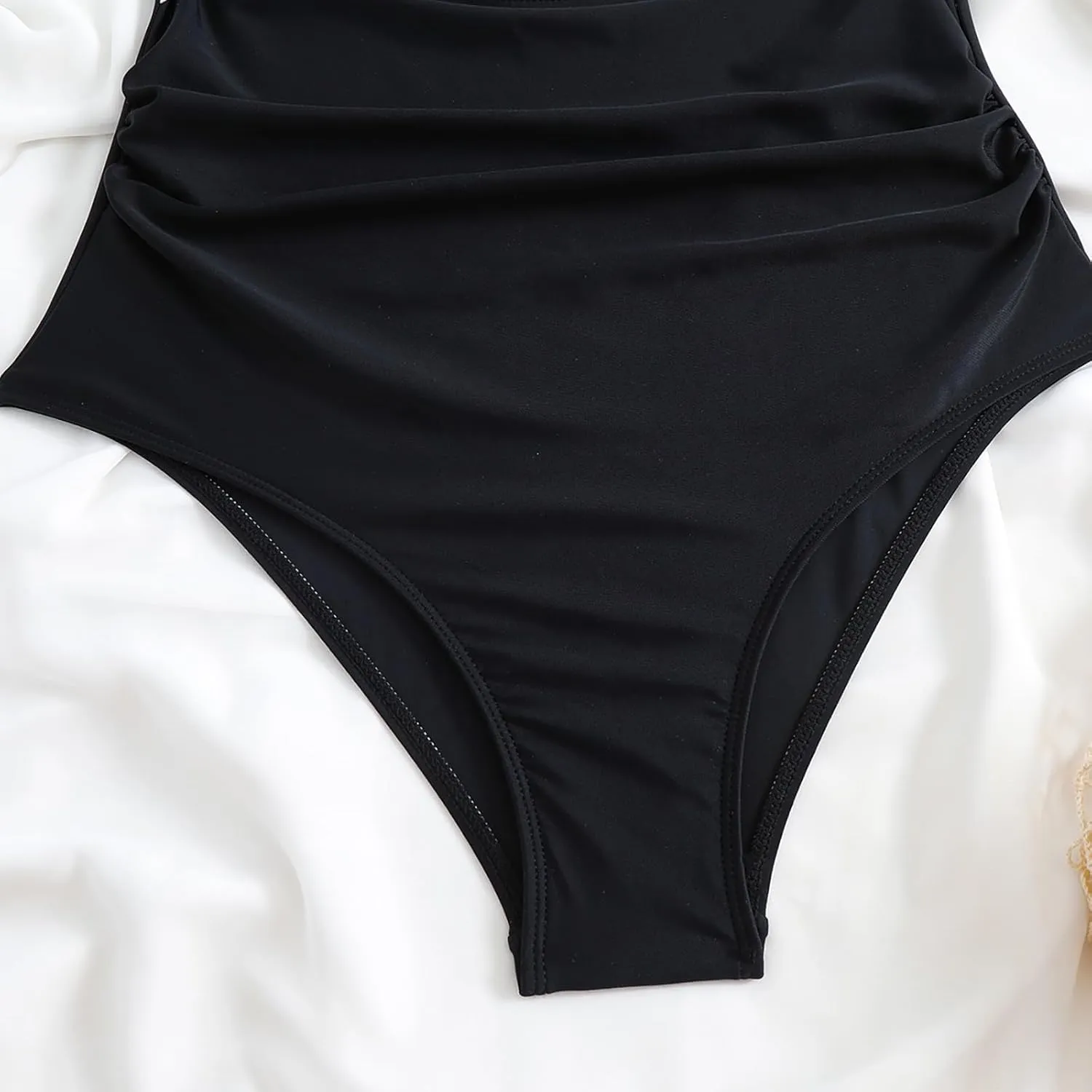 One Piece Swimsuits Women Tummy Control Thong Monokini Cutout High Waisted Bathing Suit Criss Cross Tie Back Monokinis
