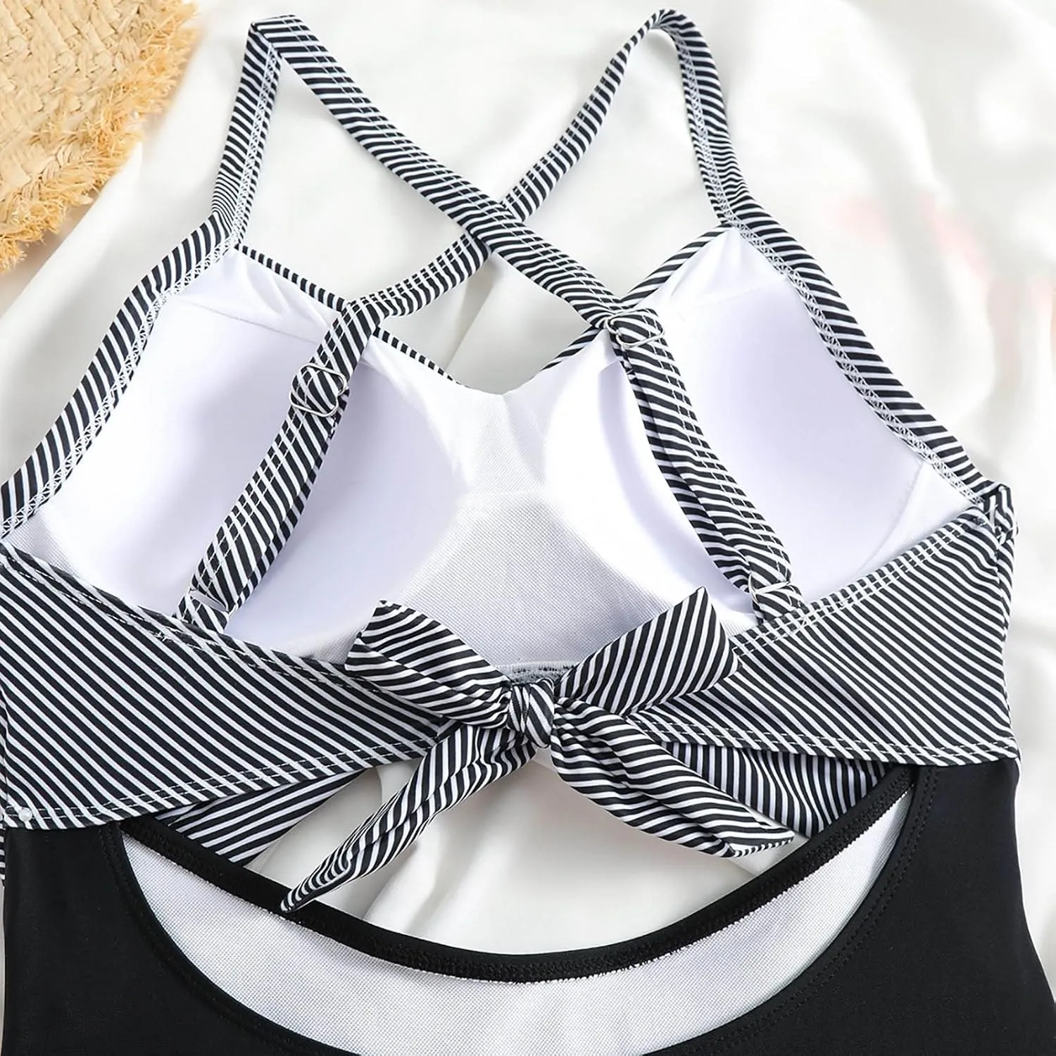 One Piece Swimsuits Women Tummy Control Thong Monokini Cutout High Waisted Bathing Suit Criss Cross Tie Back Monokinis