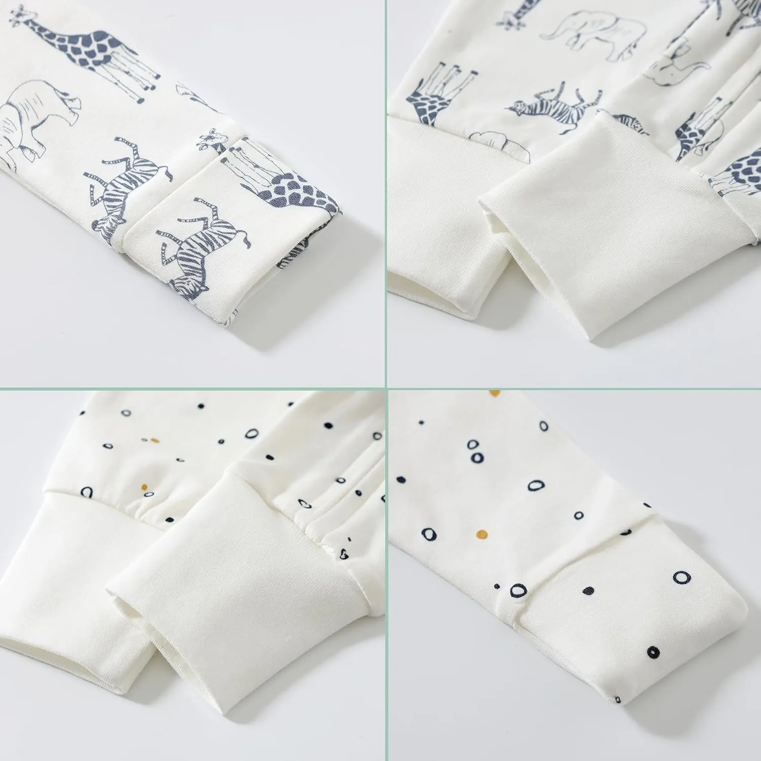 Organic Cotton Baby Footies, 0-24 Months Soft One Piece Footies, Zipper Cotton Bodysuit Long-Sleeve Rompers 2-Pack