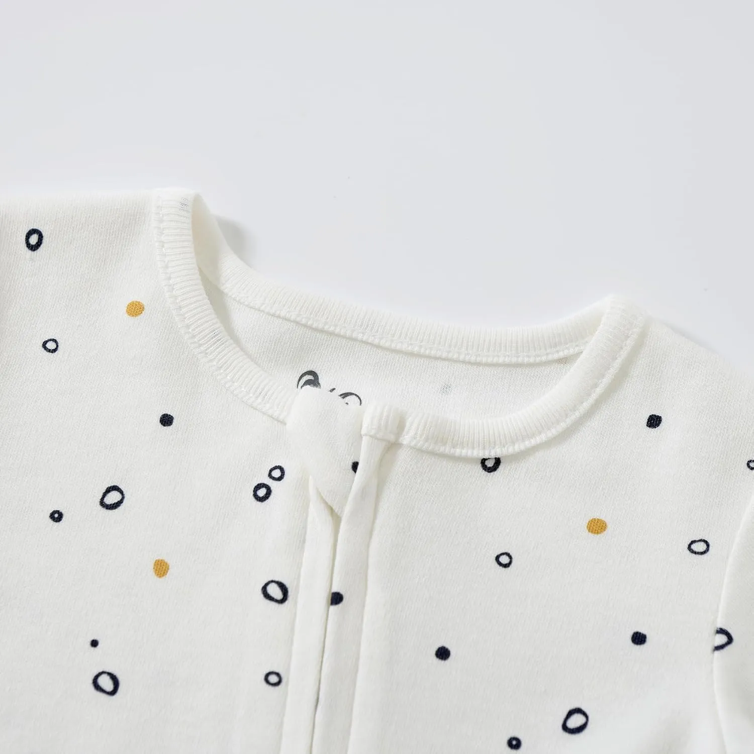 Organic Cotton Baby Footies, 0-24 Months Soft One Piece Footies, Zipper Cotton Bodysuit Long-Sleeve Rompers 2-Pack