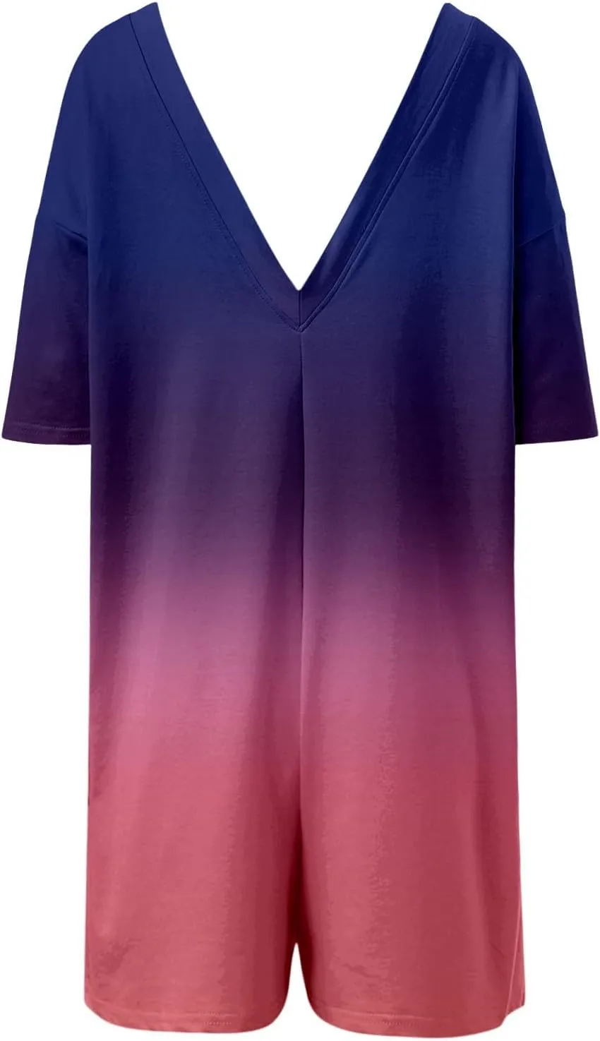 Oversized Rompers for Women Workout Half Sleeve Short Jumpsuits Crewneck Reversible Hot Shot Tee Romper with Pockets