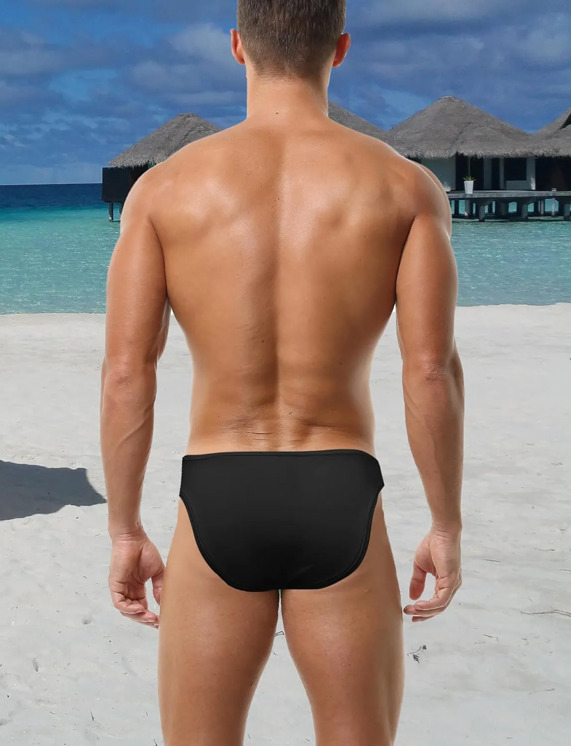 Panegy Men's Swimwear Briefs Sexy Low Waist Swim Bottoms Summer Beach Swim Thongs 3 Pack