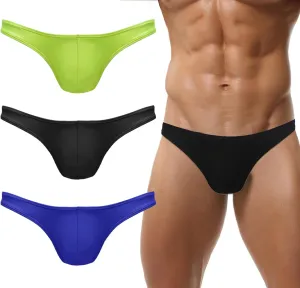 Panegy Men's Swimwear Briefs Sexy Low Waist Swim Bottoms Summer Beach Swim Thongs 3 Pack