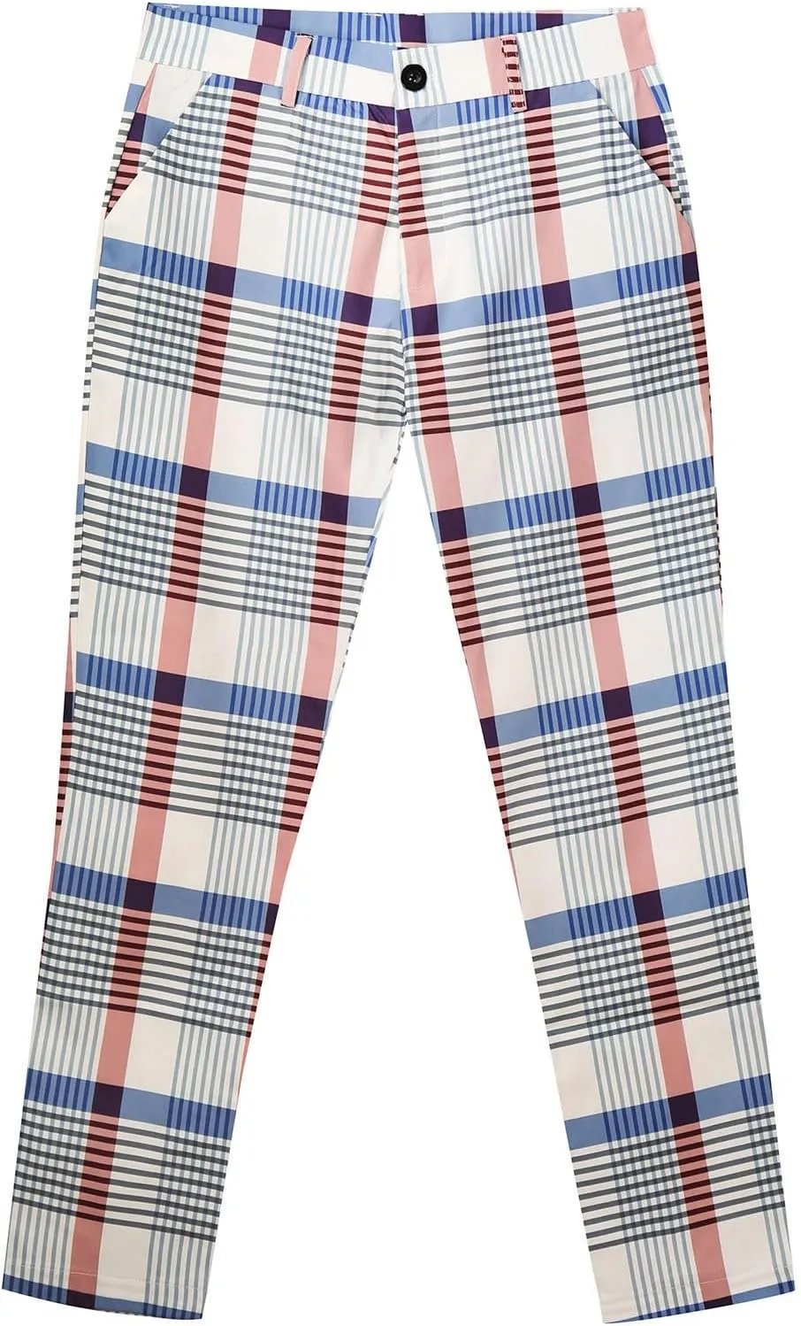 Plaid Print Mens Dress Pants Slim Fit Dress Pants Stretch Skinny Golf Pants Casual Fashion Chino Casual Pants