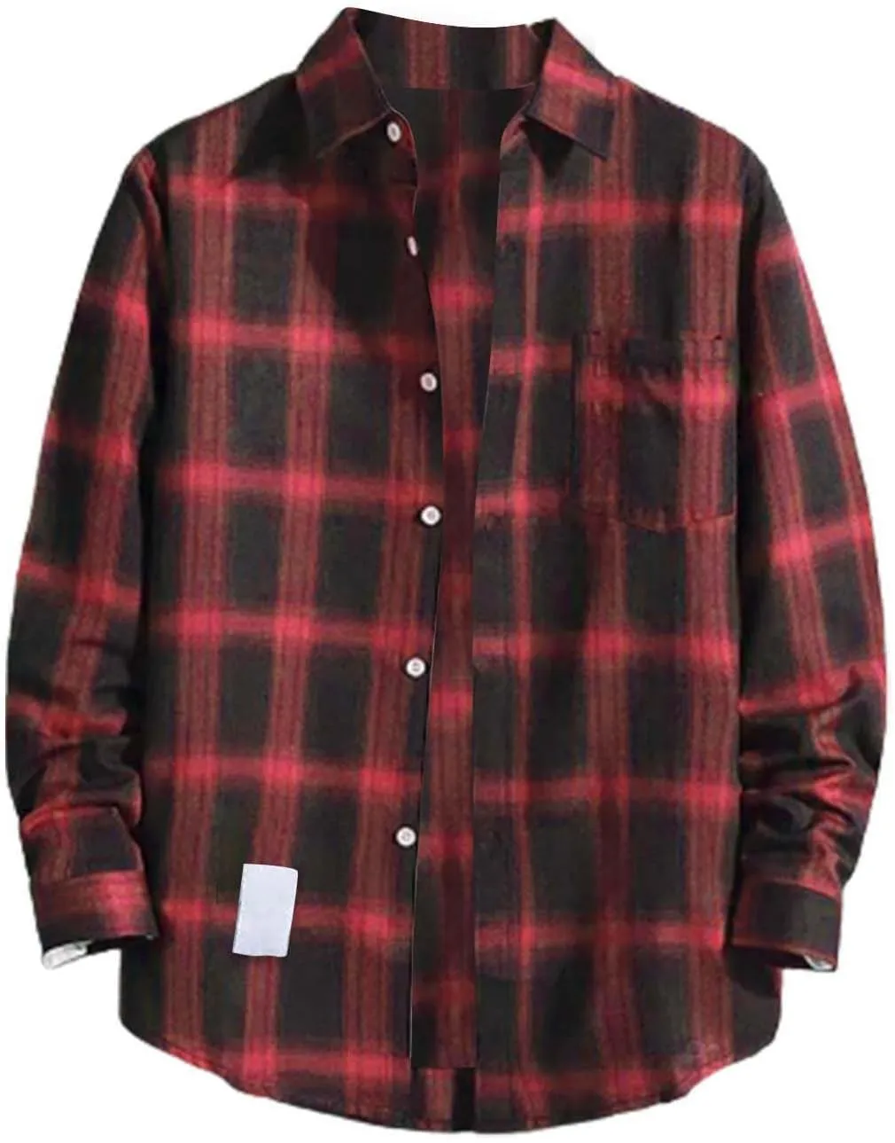 Plaid Shirts for Men Big and Tall Long Sleeve Snap Button Down Cotton Shirts with Pocket Regular Fit Work Tops
