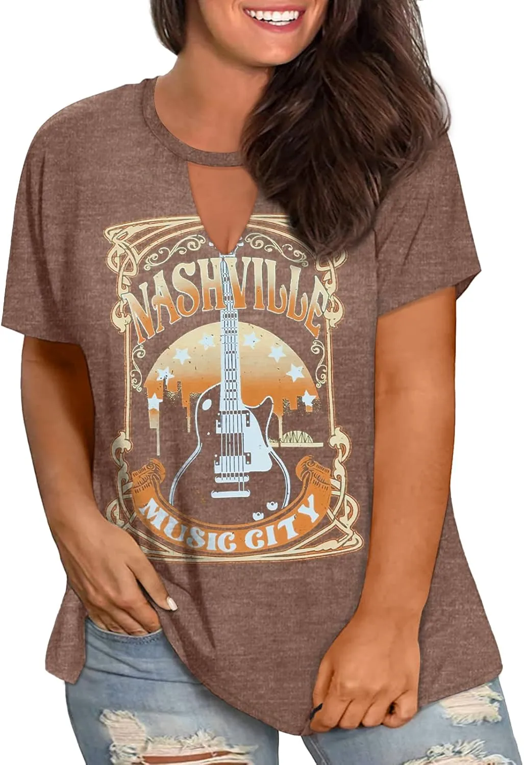 Plus Size Smooth As Tennessee Whiskey Shirt Women Keyhole Sexy V Neck Country Music Tops Tshirt