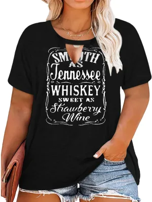 Plus Size Smooth As Tennessee Whiskey Shirt Women Keyhole Sexy V Neck Country Music Tops Tshirt