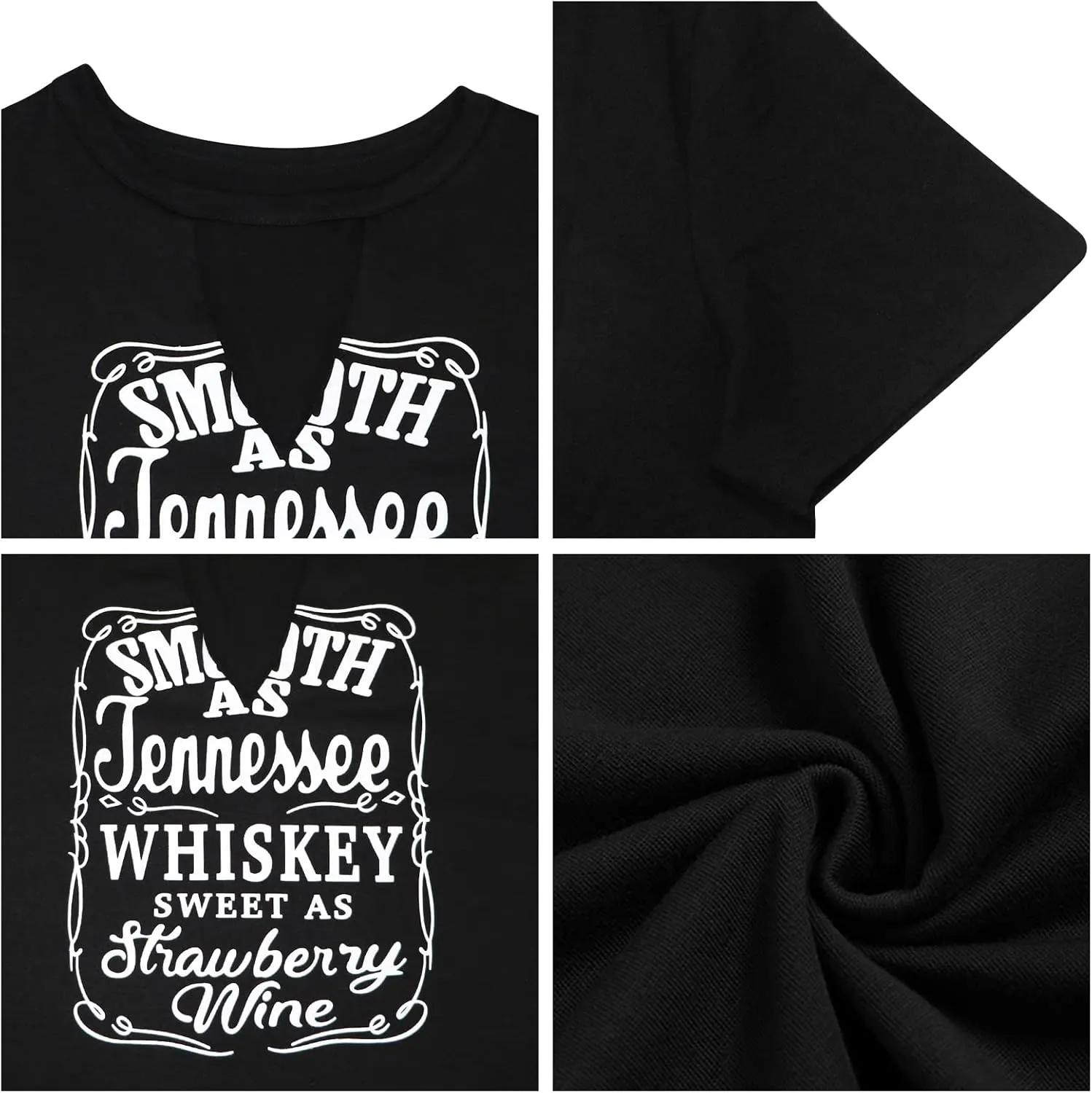 Plus Size Smooth As Tennessee Whiskey Shirt Women Keyhole Sexy V Neck Country Music Tops Tshirt