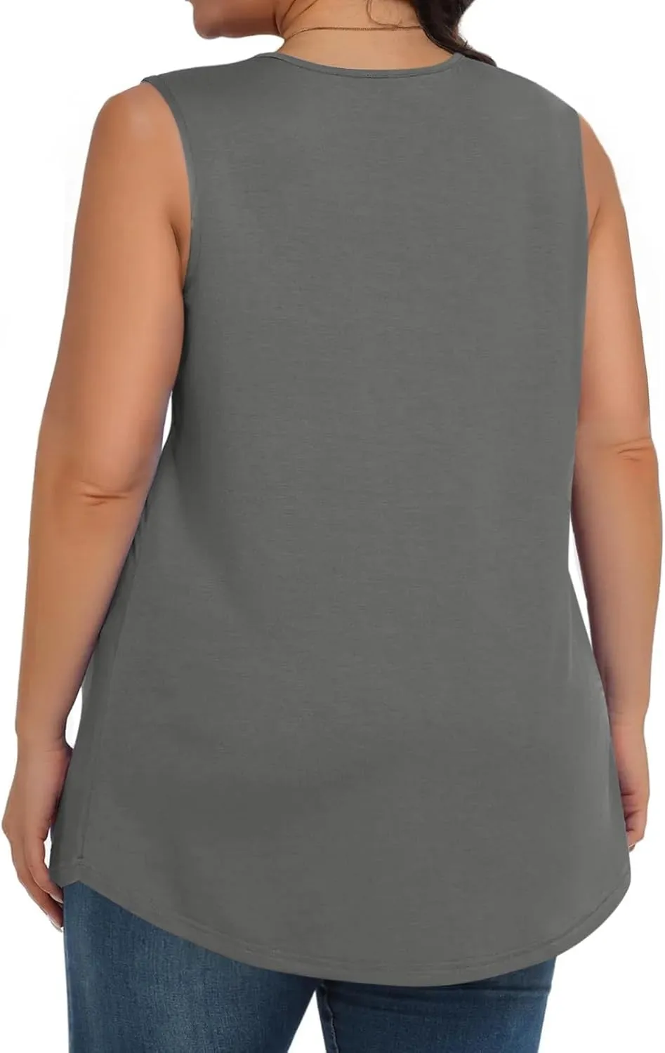 Plus Size Tank Tops Women Casual Summer Sleeveless Tee Round-Neck Pleated T Shirt Loose Flowy Shirts Blouses Tee L-5XL