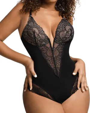 Popilush Lace Shapewear Bodysuit Tummy Control Corset Tops V Neck Sleeveless Backless Body Suit Thongs