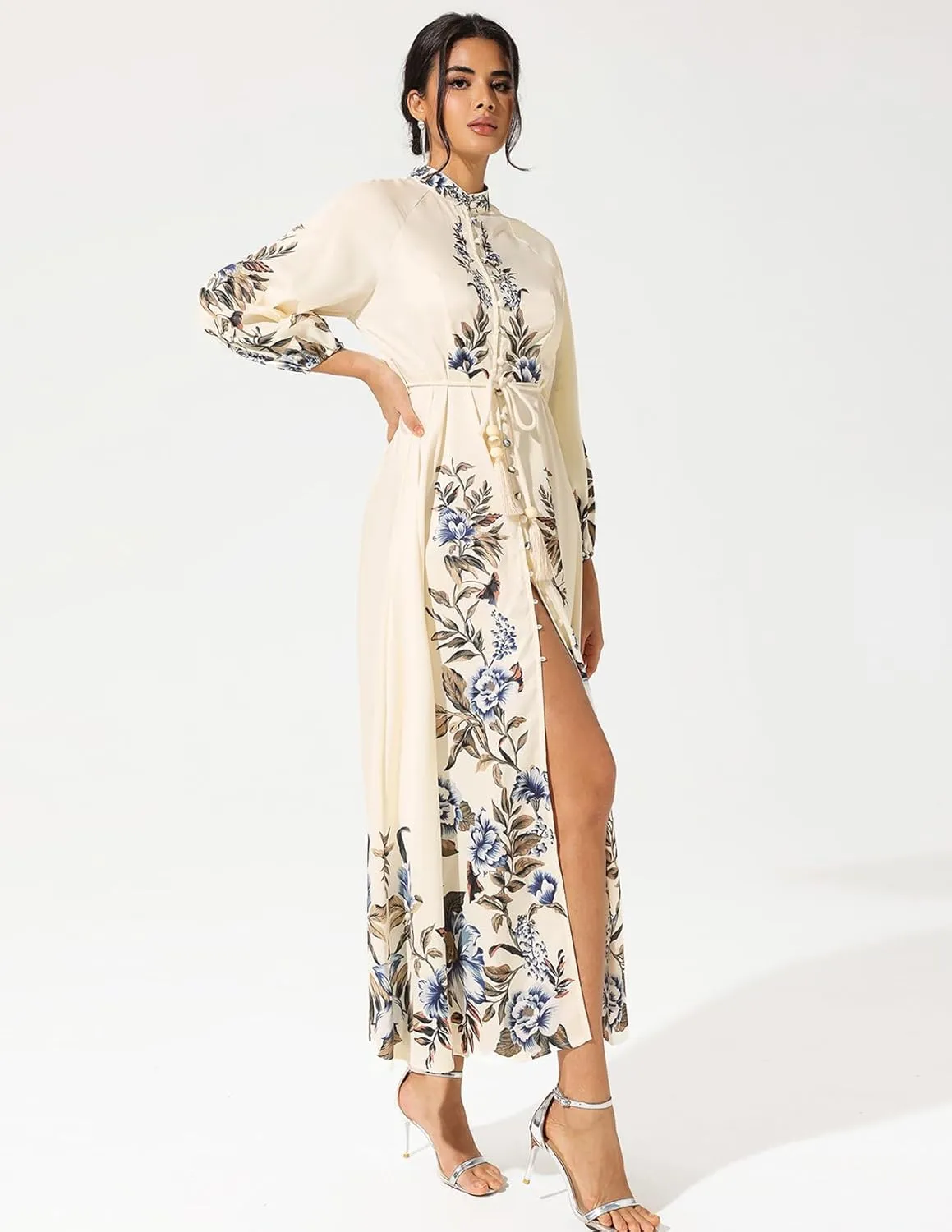 Printed Floral Dress for Women Boho Dress Wrap A Line Dress Midi Button Down Dress