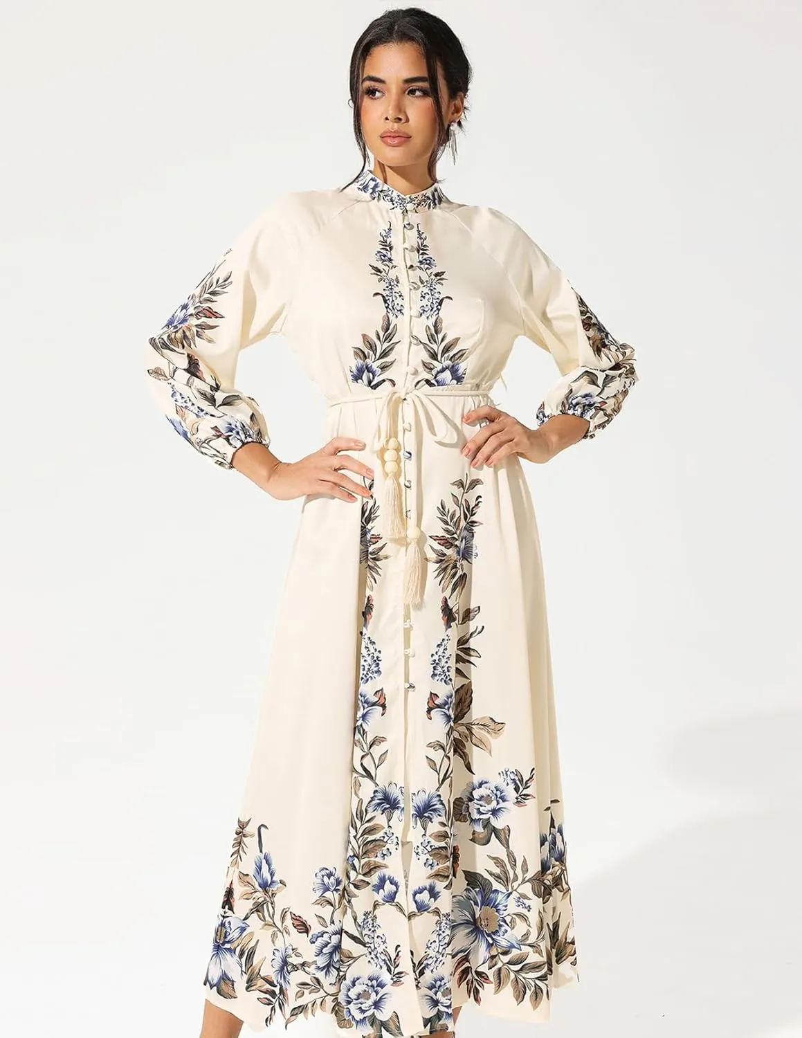 Printed Floral Dress for Women Boho Dress Wrap A Line Dress Midi Button Down Dress