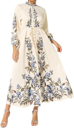 Printed Floral Dress for Women Boho Dress Wrap A Line Dress Midi Button Down Dress