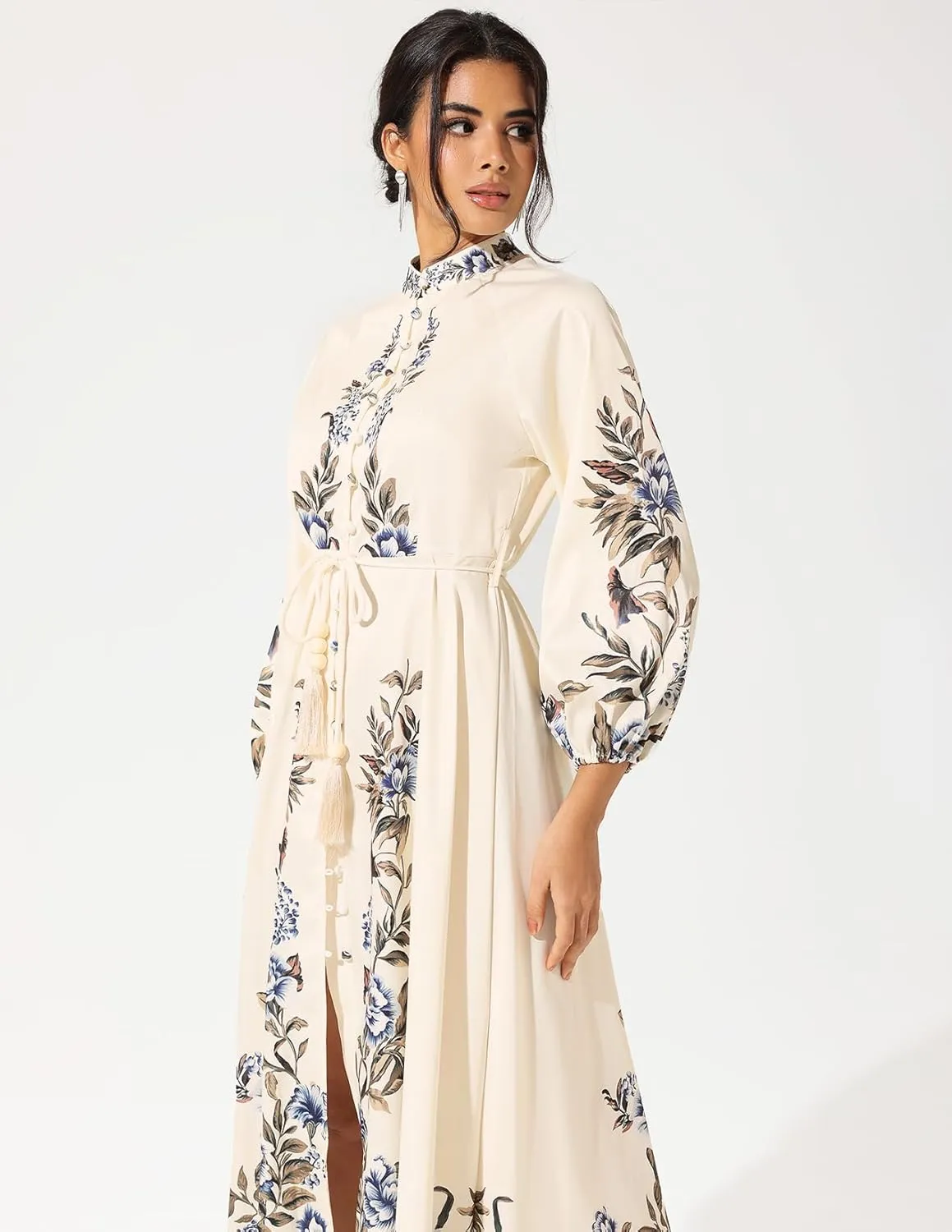 Printed Floral Dress for Women Boho Dress Wrap A Line Dress Midi Button Down Dress