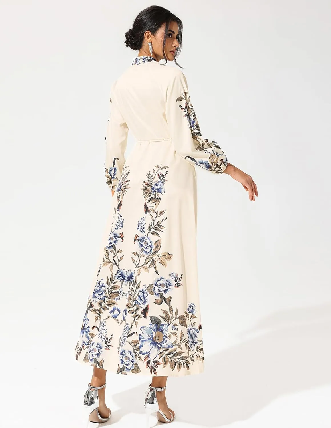Printed Floral Dress for Women Boho Dress Wrap A Line Dress Midi Button Down Dress