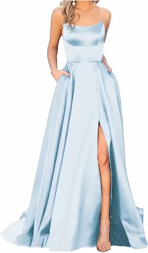 Prom Dresses for Women 2025 Winter Party Off The Shoulder Maxi Dress Slip Satin Modest Dresses Pockets Evening Gowns