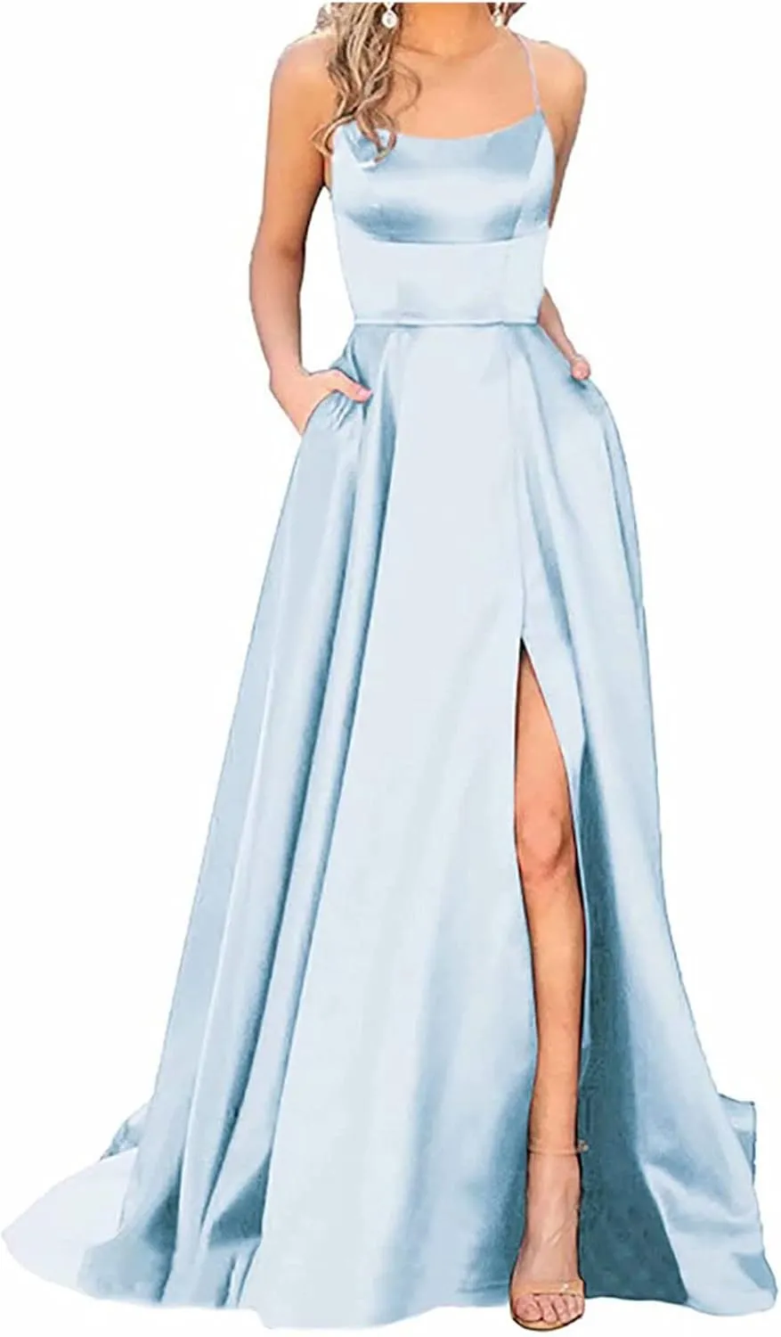Prom Dresses for Women 2025 Winter Party Off The Shoulder Maxi Dress Slip Satin Modest Dresses Pockets Evening Gowns