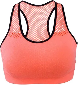 Racerback Sports Bras for Women Wirefree Quick Dry Mesh Back Push Up High Impact Support for Yoga Gym Workout Fitness