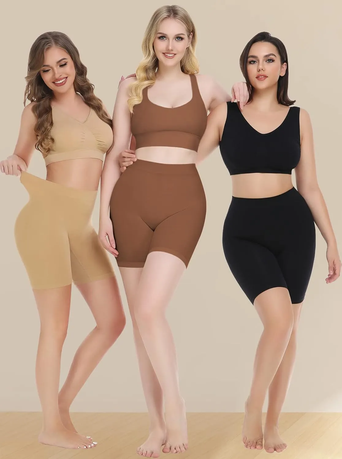Reamphy 3 Pack Slip Shorts for Women Under Dress,Comfortable Smooth Yoga Shorts,Workout Biker Shorts
