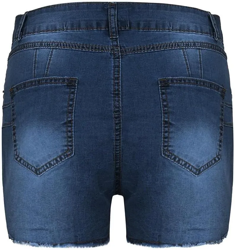 Ripped Jean Shorts for Women High Waisted Stretchy Plus Size Denim Distressed Jeans Biker Shorts S-3XL