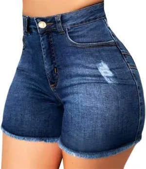 Ripped Jean Shorts for Women High Waisted Stretchy Plus Size Denim Distressed Jeans Biker Shorts S-3XL
