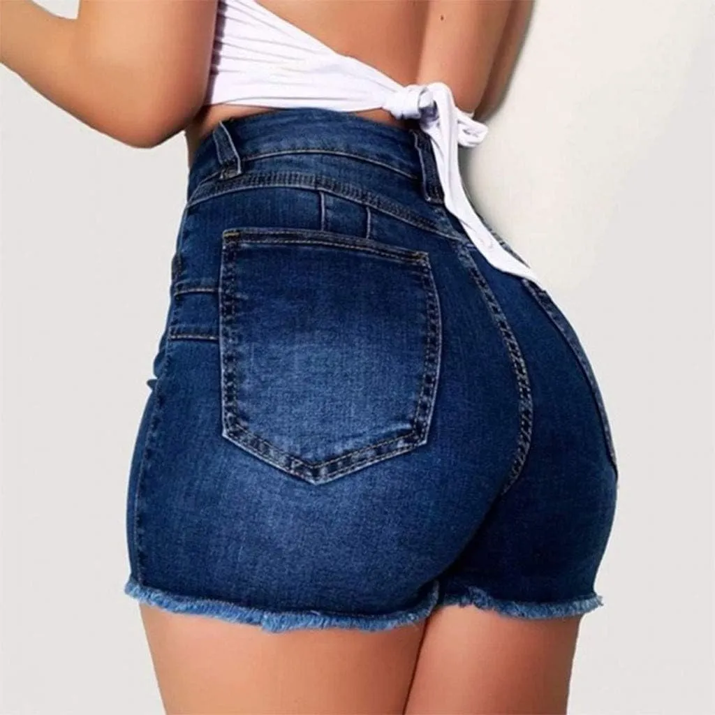 Ripped Jean Shorts for Women High Waisted Stretchy Plus Size Denim Distressed Jeans Biker Shorts S-3XL