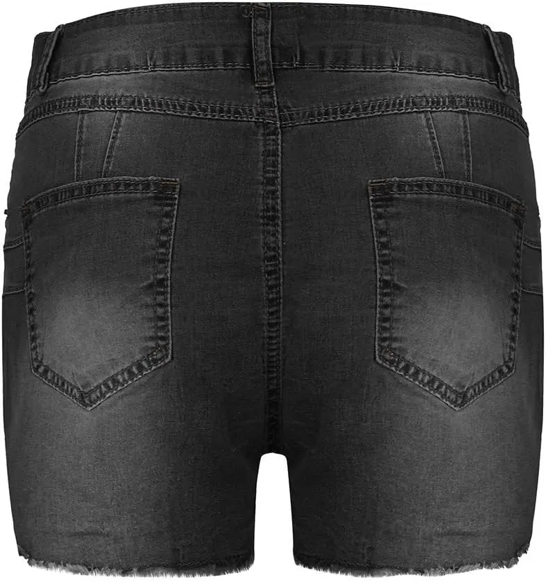 Ripped Jean Shorts for Women Plus Size High Waisted Stretchy Frayed Denim Distressed Jeans Shorts