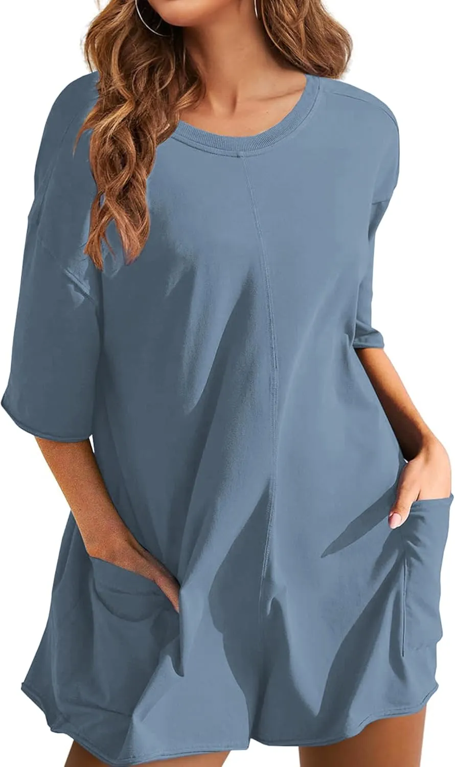 Rompers for Women Hot Shot Tee Romper Casual Short Sleeve Oversized Athletic Workout Reversible Jumpsuit with Pocket