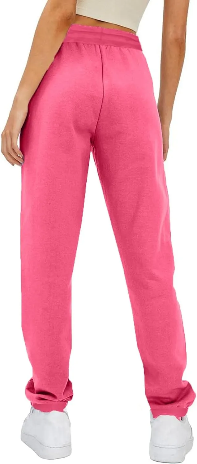 Ruziyoog Women Jogger Pants with Pockets Drawstring High Waist Sweatpants Fleece Cinched Bottoms Cozy Lounge Trousers