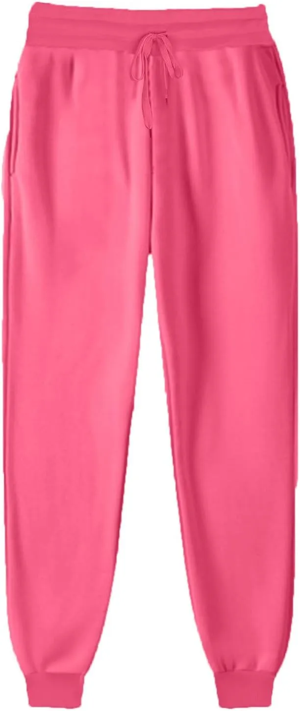 Ruziyoog Women Jogger Pants with Pockets Drawstring High Waist Sweatpants Fleece Cinched Bottoms Cozy Lounge Trousers