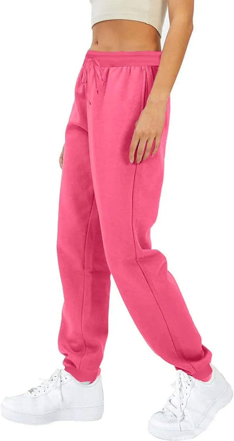 Ruziyoog Women Jogger Pants with Pockets Drawstring High Waist Sweatpants Fleece Cinched Bottoms Cozy Lounge Trousers