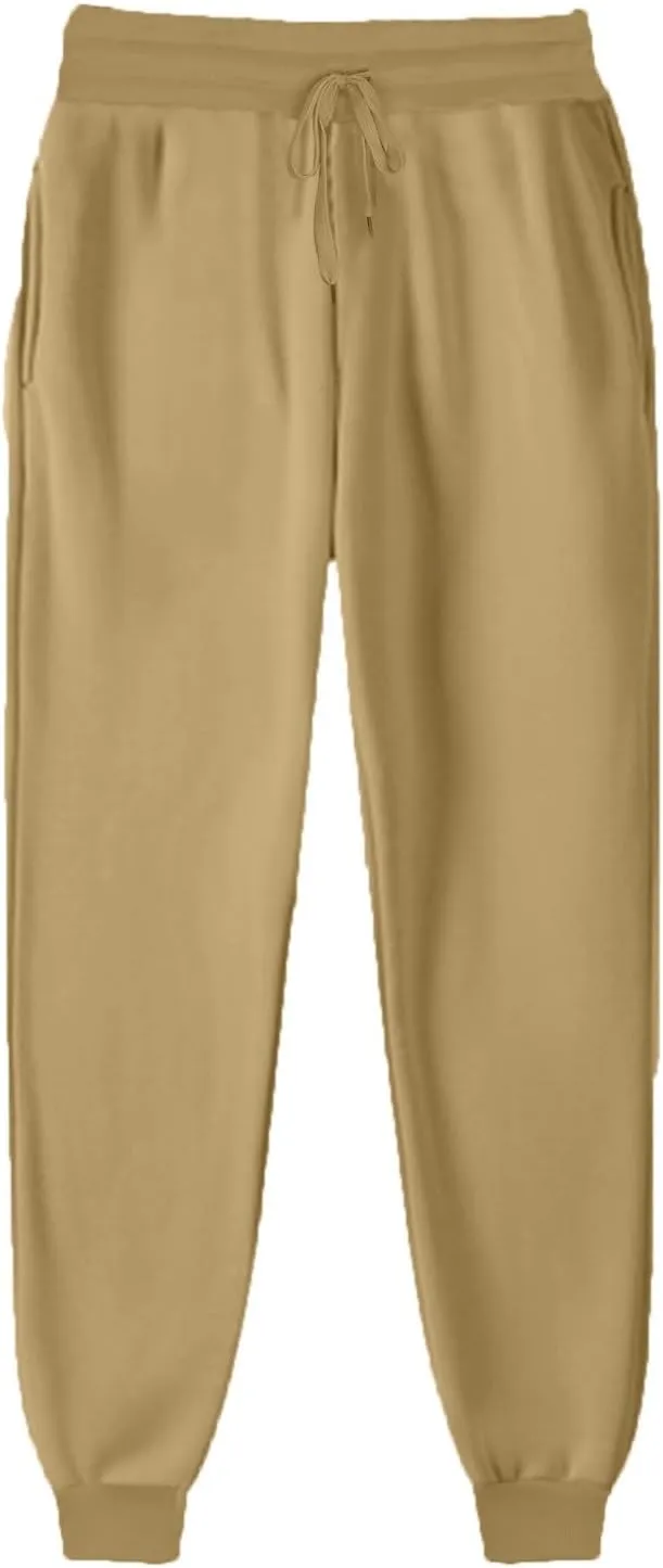 Ruziyoog Women Jogger Pants with Pockets Drawstring High Waist Sweatpants Fleece Cinched Bottoms Cozy Lounge Trousers