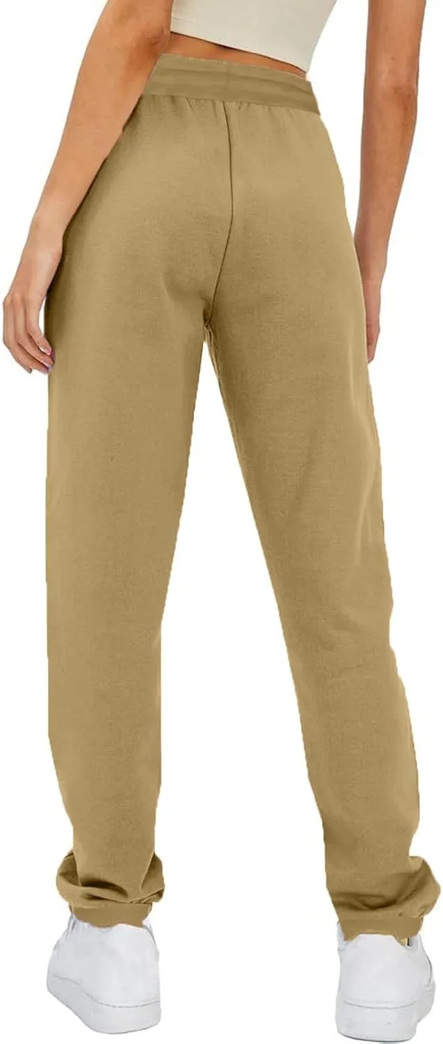 Ruziyoog Women Jogger Pants with Pockets Drawstring High Waist Sweatpants Fleece Cinched Bottoms Cozy Lounge Trousers