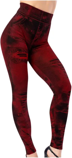 Ruziyoog Womens High Waist Printed Leggings Stretchy Slim Fit Pants Tummy Control Workout Leggings for Yoga Gym and Workout