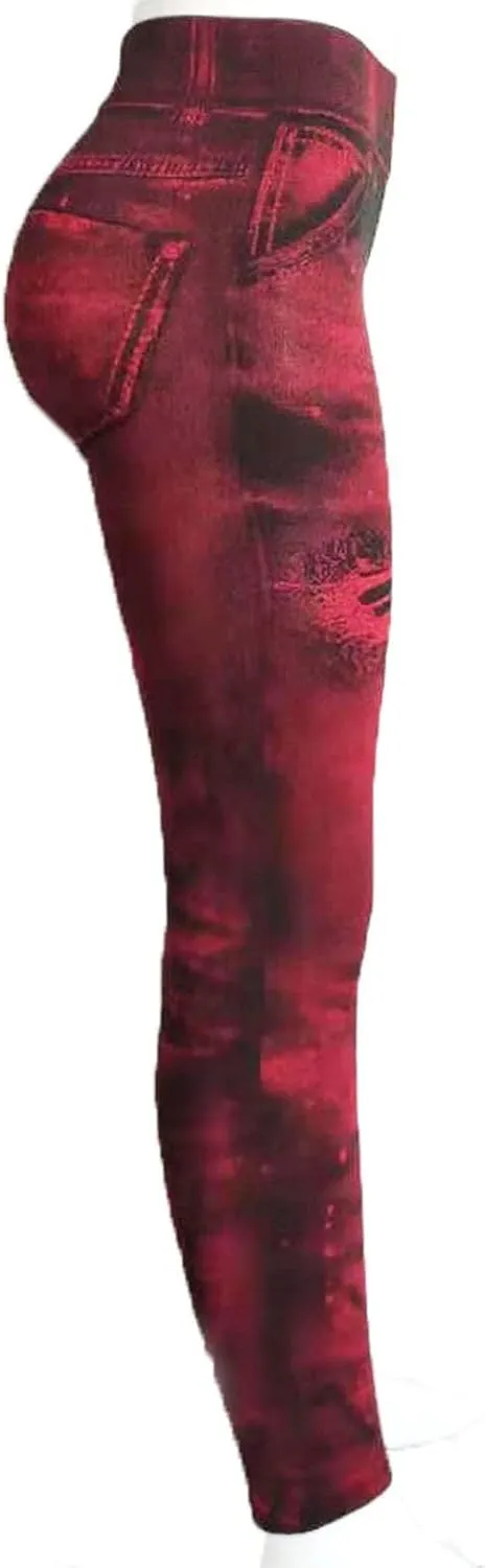 Ruziyoog Womens High Waist Printed Leggings Stretchy Slim Fit Pants Tummy Control Workout Leggings for Yoga Gym and Workout