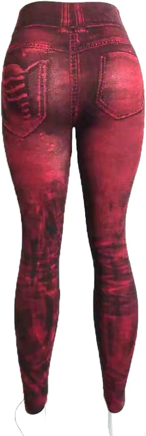 Ruziyoog Womens High Waist Printed Leggings Stretchy Slim Fit Pants Tummy Control Workout Leggings for Yoga Gym and Workout