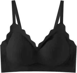 Seamless Bras for Women No Underwire Scalloped Wireless Breathable Bralette Lightweight Comfy Push Up Everyday Bras