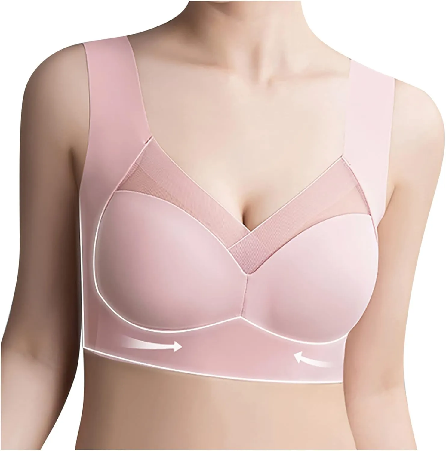 Seamless Powerful Bras Women Push Up Wireless Lift Full-Figure Posture Correcting Bra Ice Silk Anti Sagging Bralettes